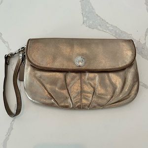 Coach Metallic Champagne Wristlet